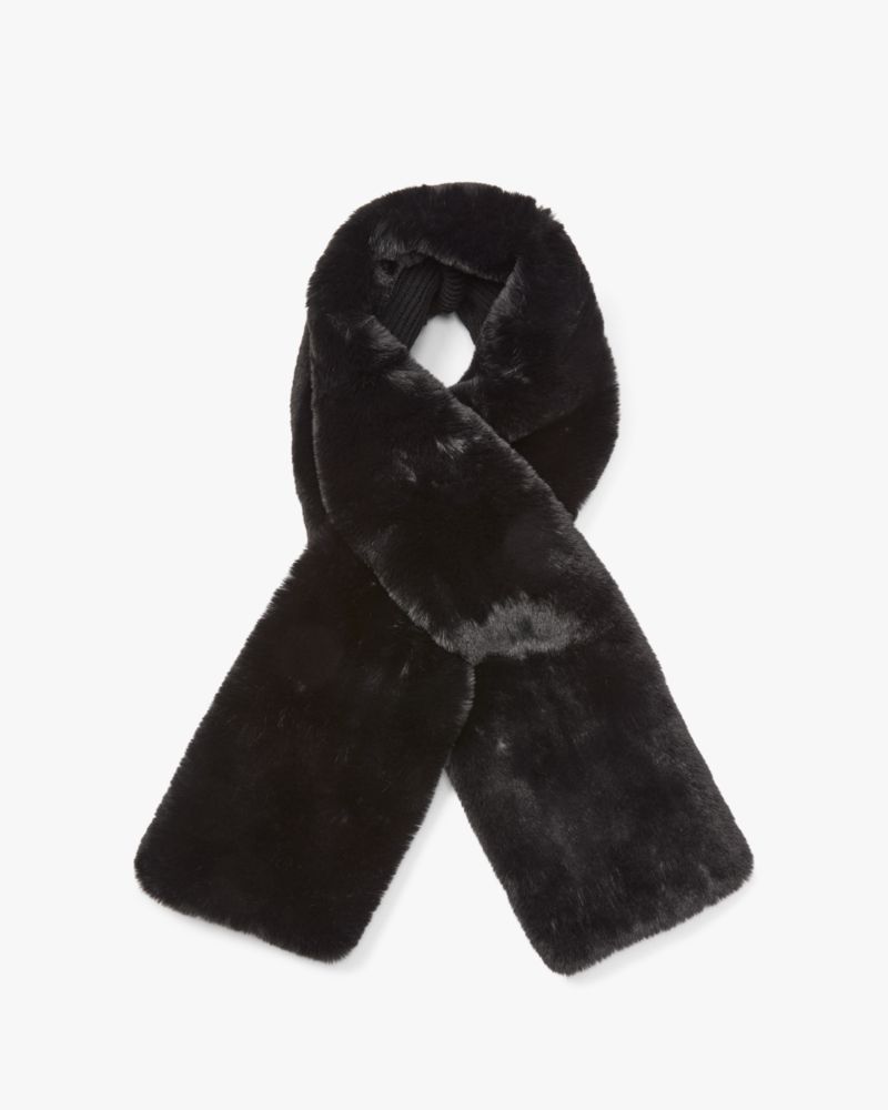 Kate Spade,Faux Fur Pull-Through Scarf,Black