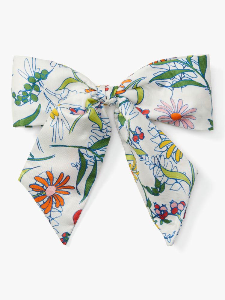 Rooftop Garden Knotted-bow Barrette, White, Product