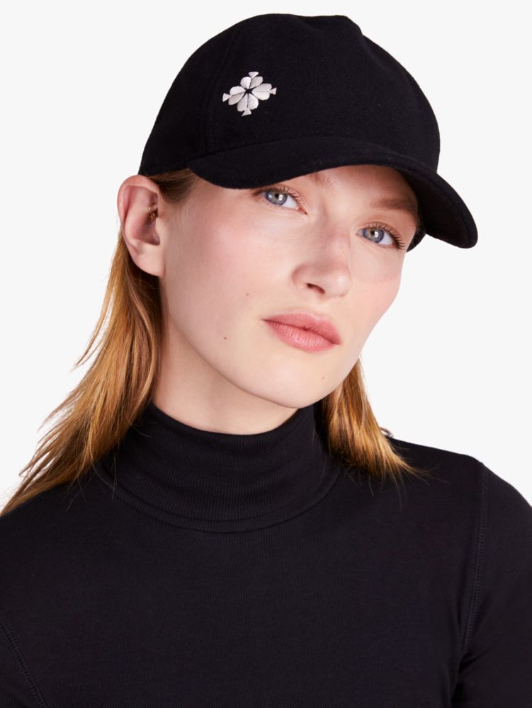 Kate Spade,Spade Flower Wool Baseball Cap,Black