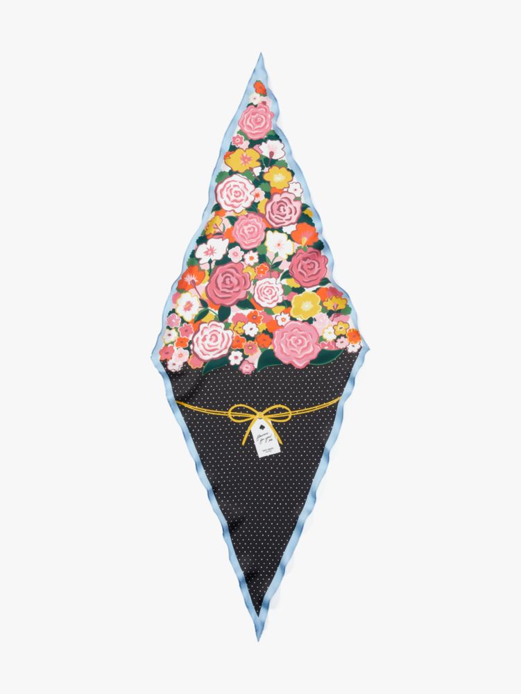 Kate Spade,Flower Bouquet Silk Diamond Scarf,Multi