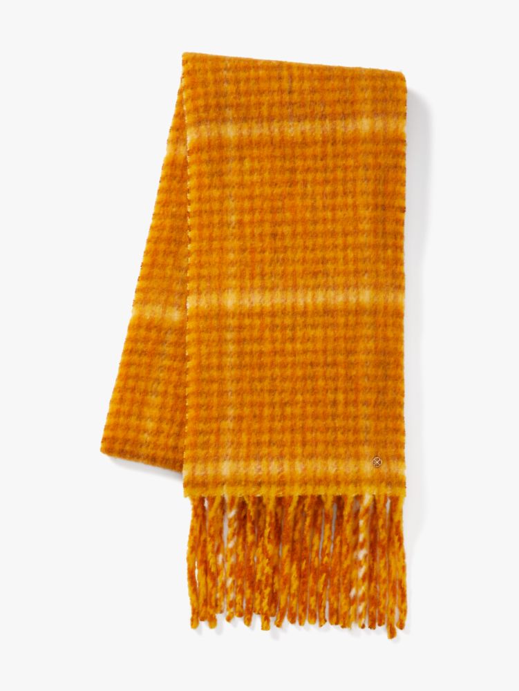 Kate Spade,Fiesta Plaid Brushed Scarf,Saffron Yellow