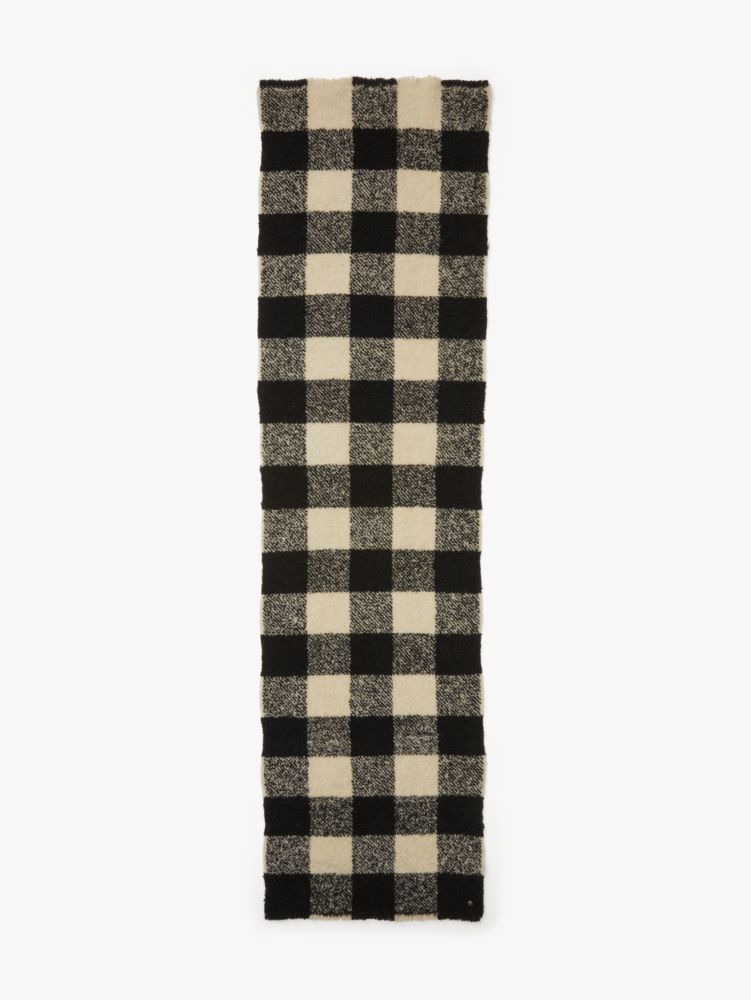 Kate Spade,Autumn Check Yarn-Dyed Scarf,Black