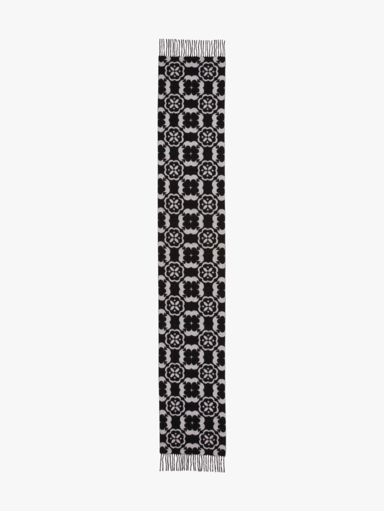 Kate Spade,Arabesque Cashmere Scarf,Black Cream