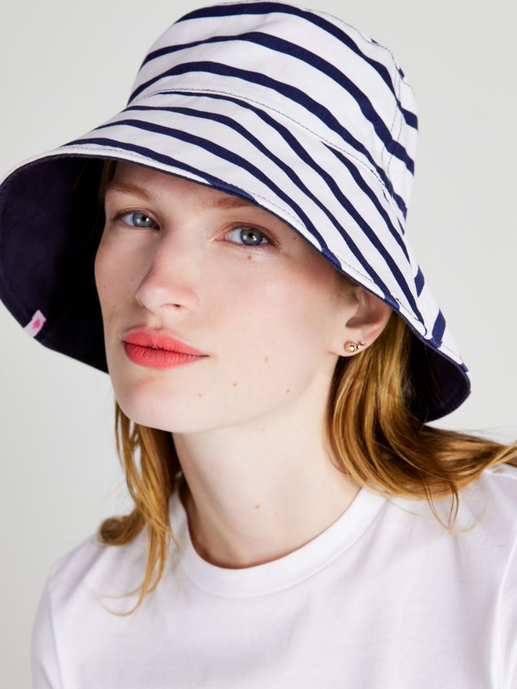 Breton Stripe Reversible Long-brim Bucket Hat, , Product