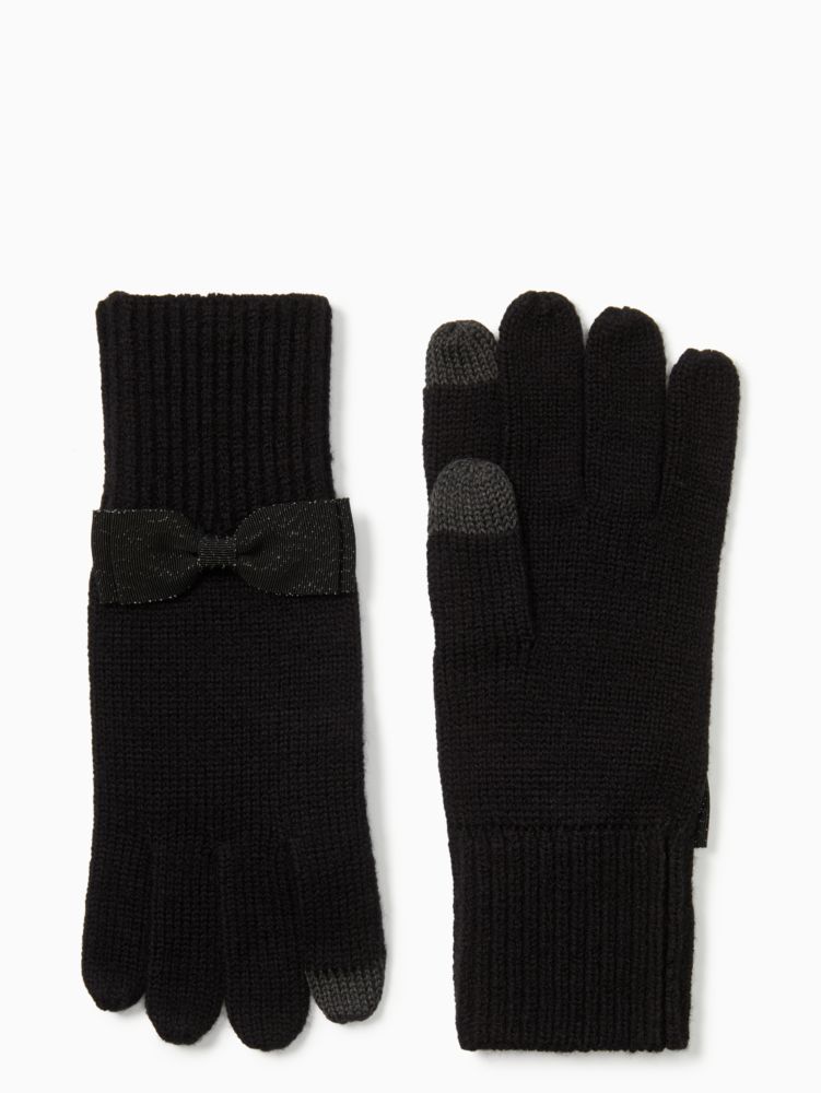 Kate Spade,Grosgrain Bow Gloves,50%,Black