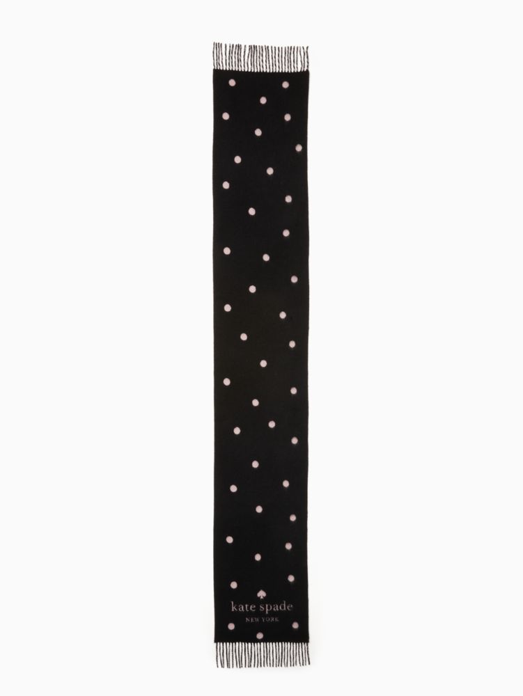 kate spade★ロゴ マフラー★Logo Oblong Wool Blend Scarf★黒 Wool Cashmere Logo Dot Oblong Scarf | Kate Spade Outlet