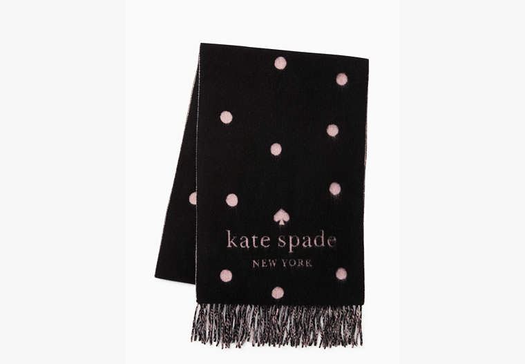 Kate Spade,Wool Cashmere Logo Dot Oblong Scarf,60%,Black image number 0