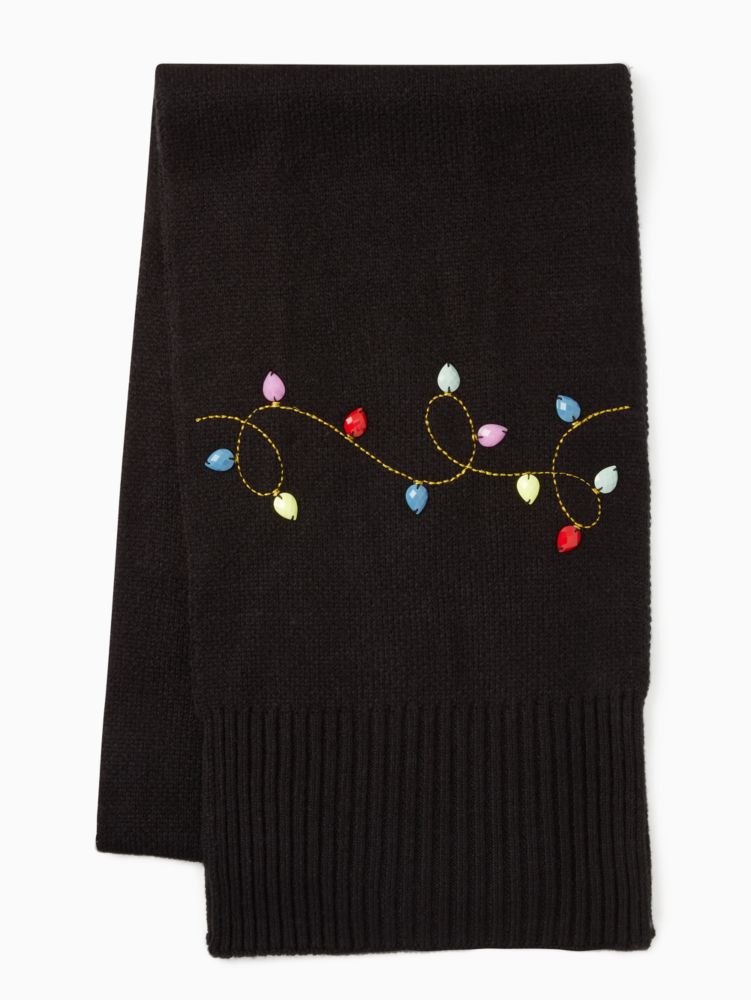 Kate Spade,string light knit holiday scarf,60%,Black