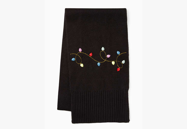 Kate Spade,string light knit holiday scarf,60%,Black image number 0
