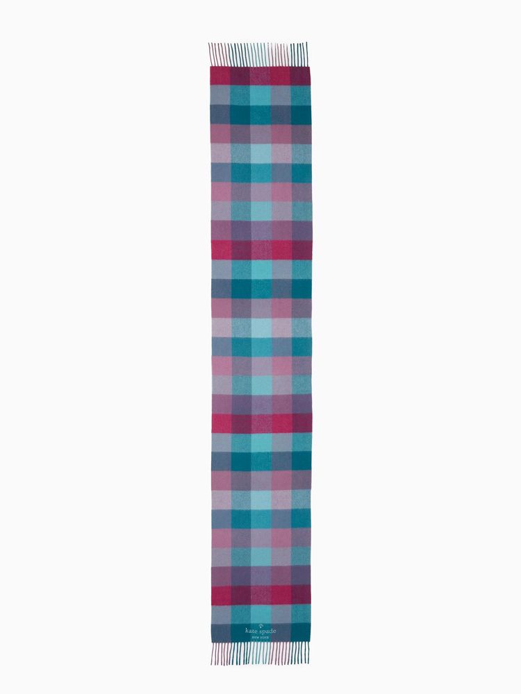 Kate Spade,festive check wool cashmere oblong scarf,60%,Multi