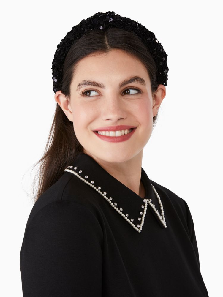 Kate Spade,sequin sinched headband,50%,Black