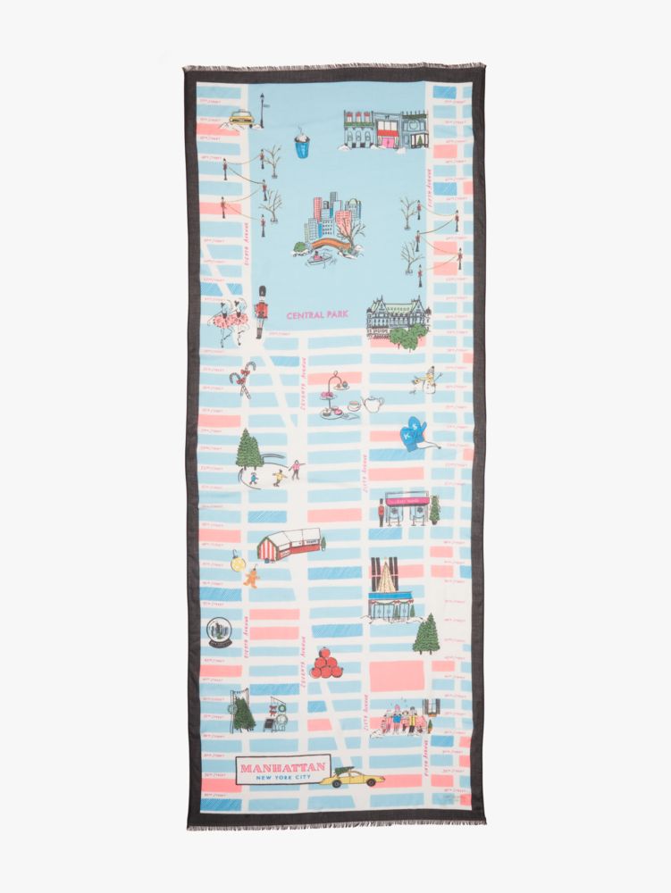 NYC Holiday Map Oblong Scarf, , Product