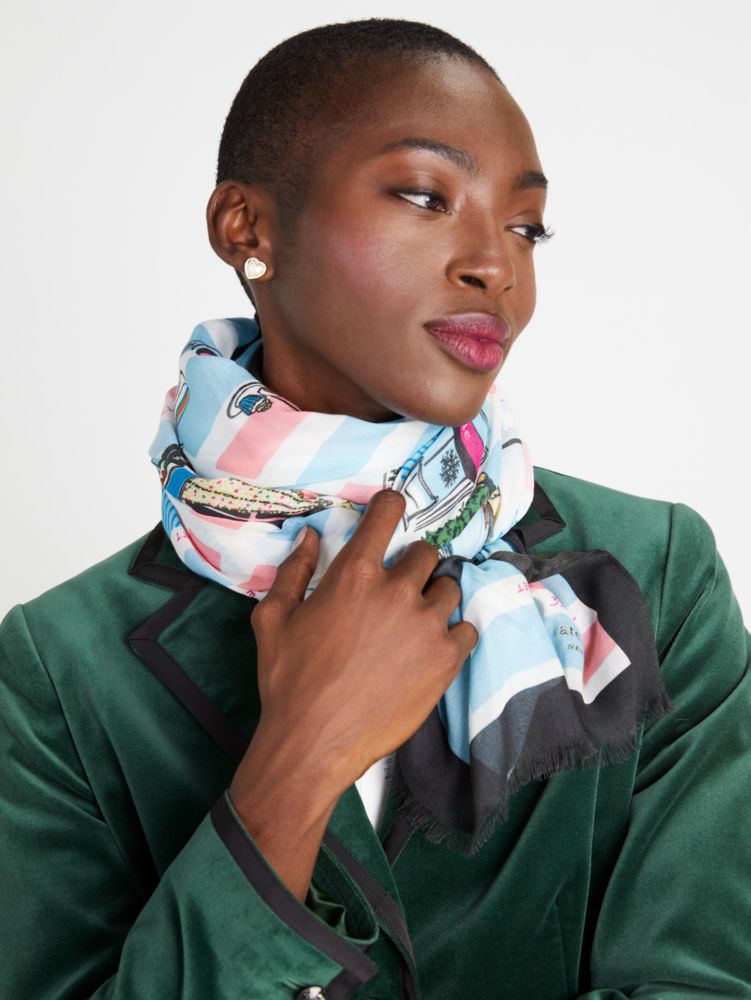 NYC Holiday Map Oblong Scarf, , Product