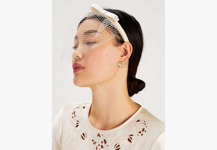 Kate Spade,Bridal Bow Veiled Headband,French Cream