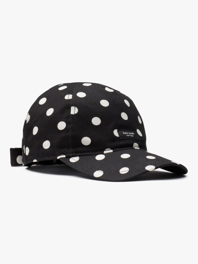 Kate Spade,Picture Dot Bow Baseball Cap,Black/Cream