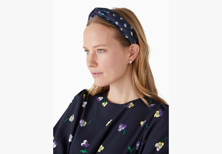 Kate Spade,pansy toss twisted floral headband,Blazer Blue