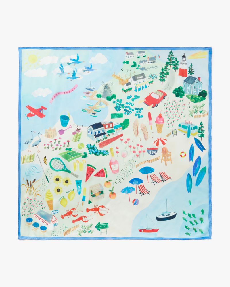 Montauk Map Silk Square Scarf