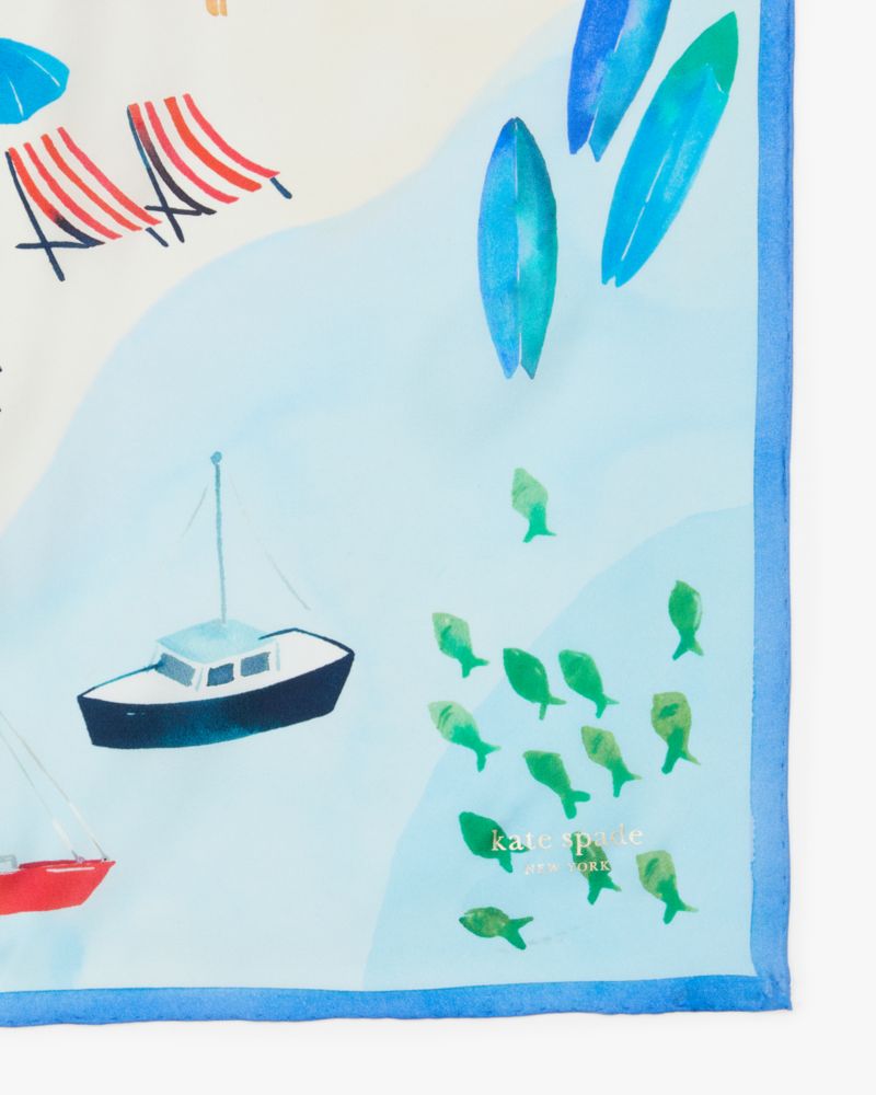 Kate Spade,Montauk Map Silk Square Scarf,