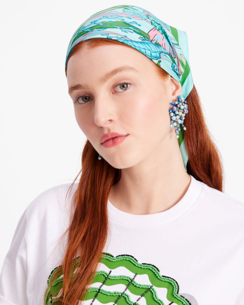 Kate Spade,Under The Sea Silk Bandana,Hyacinth