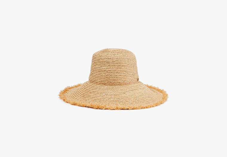 Kate Spade,Fringed Straw Bucket Hat,Natural