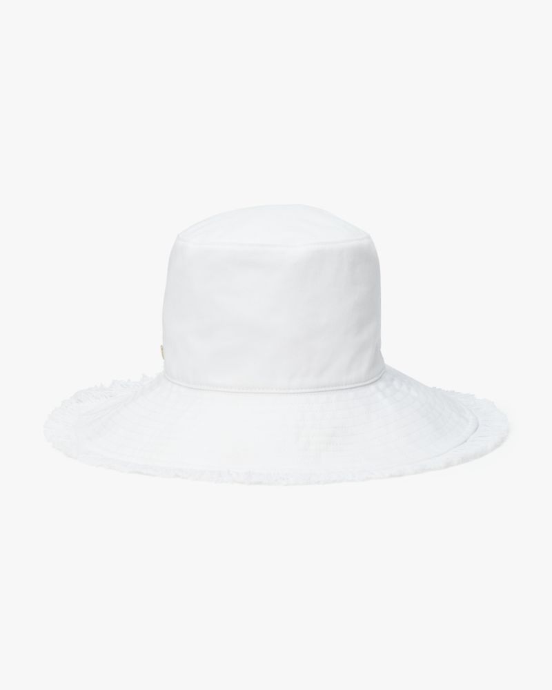 Kate Spade,Fringed Long Brim Bucket Hat,White