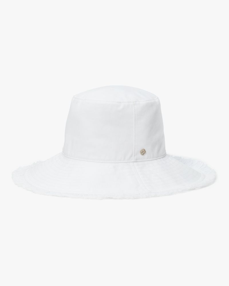 Kate Spade,Fringed Long Brim Bucket Hat,White