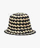 Kate Spade,Seaside Stripe Crochet Bucket Hat,Natural/ Black
