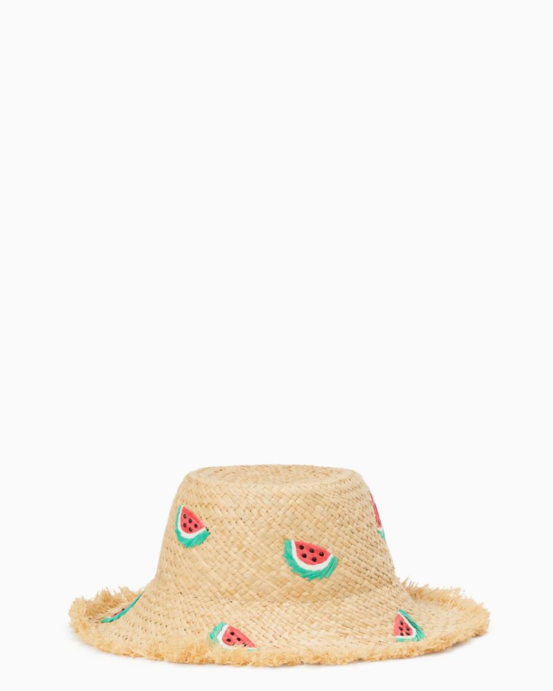 Kate Spade,Watermelon Party Straw Cloche,Natural