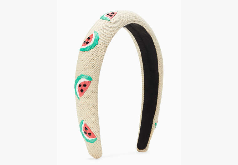 Kate Spade,Watermelon Party Embroidered Headband,Natural image number 0