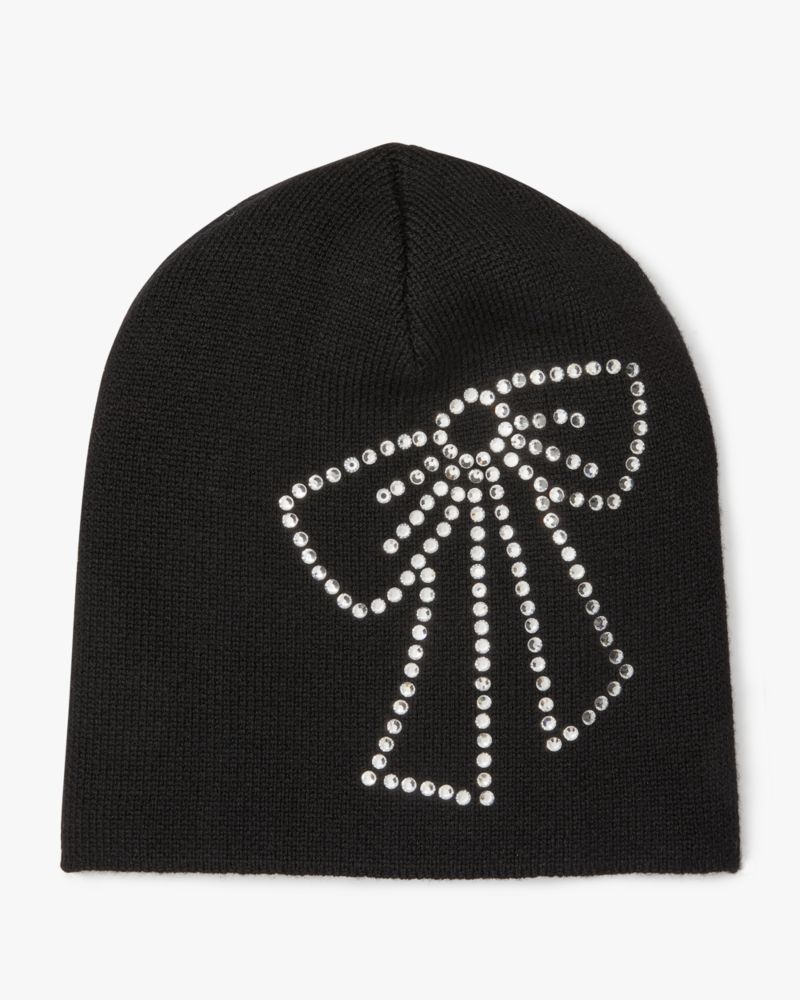 Kate Spade,Trompe L'Oeil Bow Beanie,Black