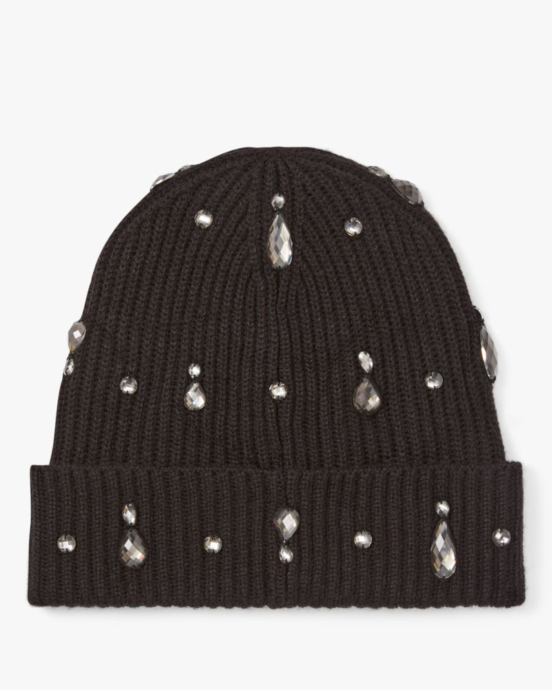 Kate Spade,Embellished Knit Beanie,Black