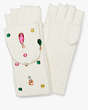 Kate Spade,Embellished Pop Top Gloves,Cream