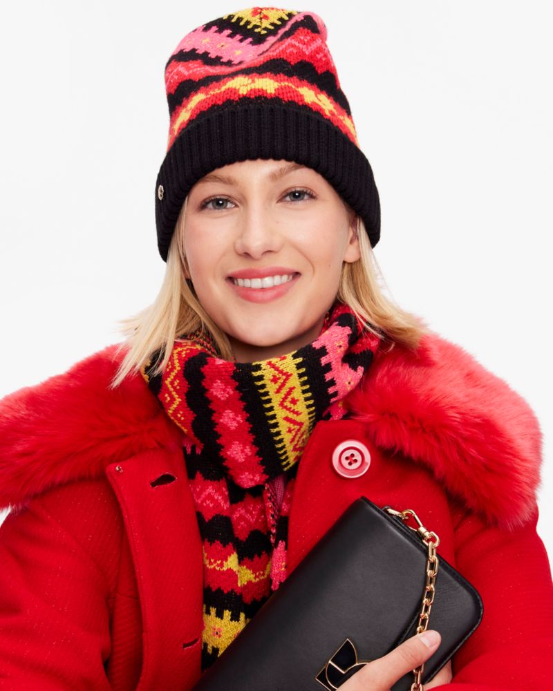 Kate Spade,Holiday Fair Isle Beanie,Multi Glitter