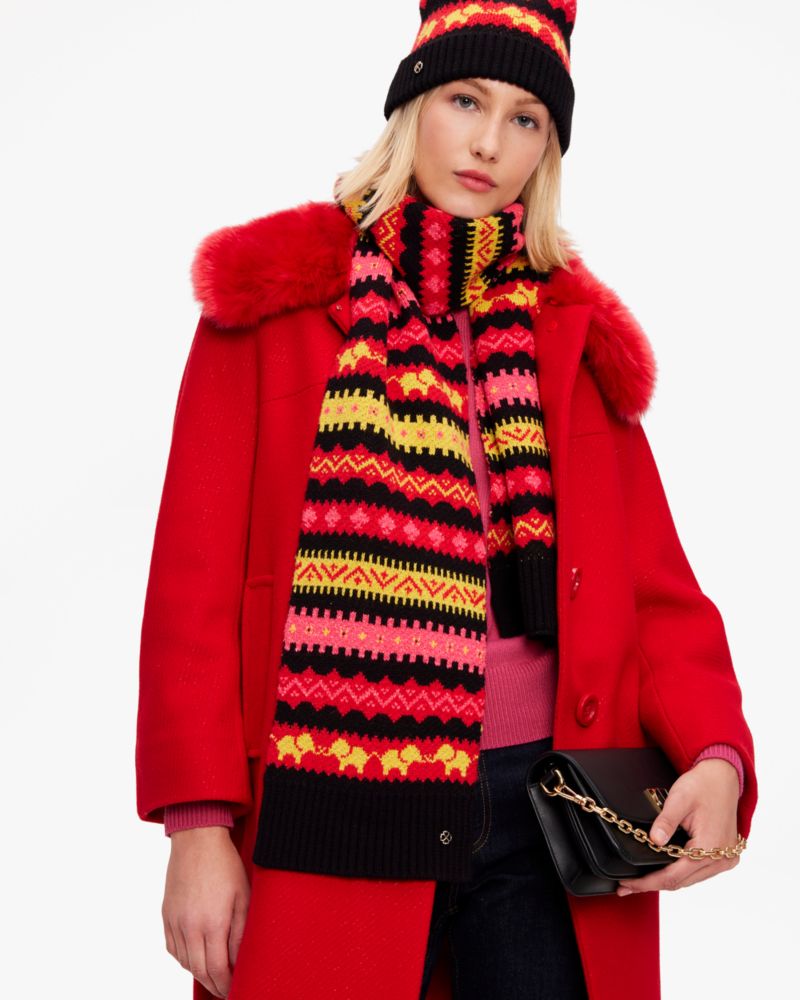 Kate Spade,Holiday Fair Isle Knit Scarf,