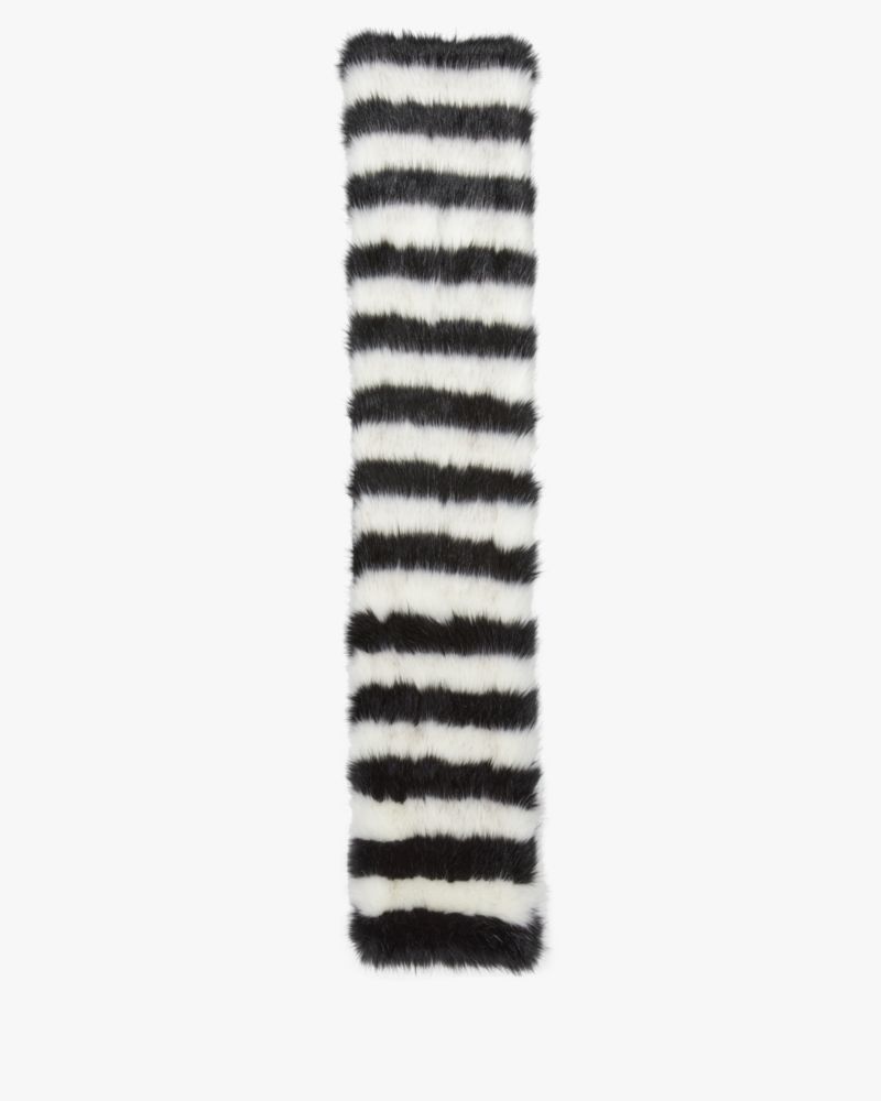 Striped Faux Fur Pull Through Scarf