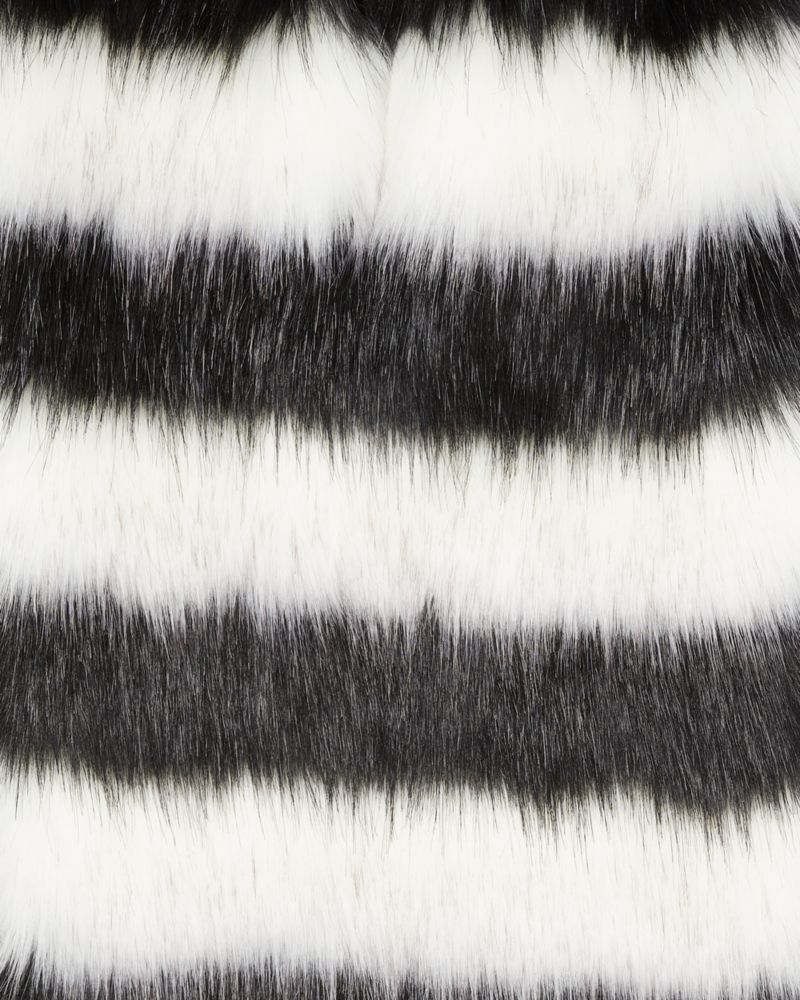 Kate Spade,Striped Faux Fur Pull Through Scarf,Black/Cream