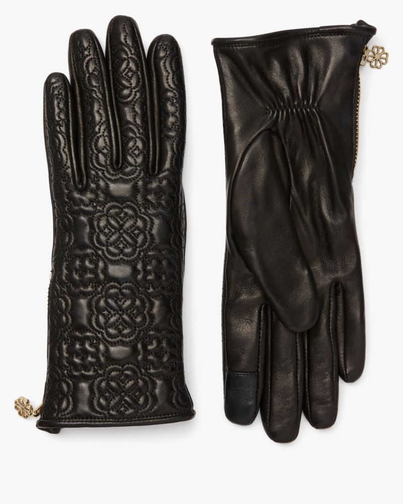 Kate Spade,Arabesque Quilted Zipped Tech Gloves,