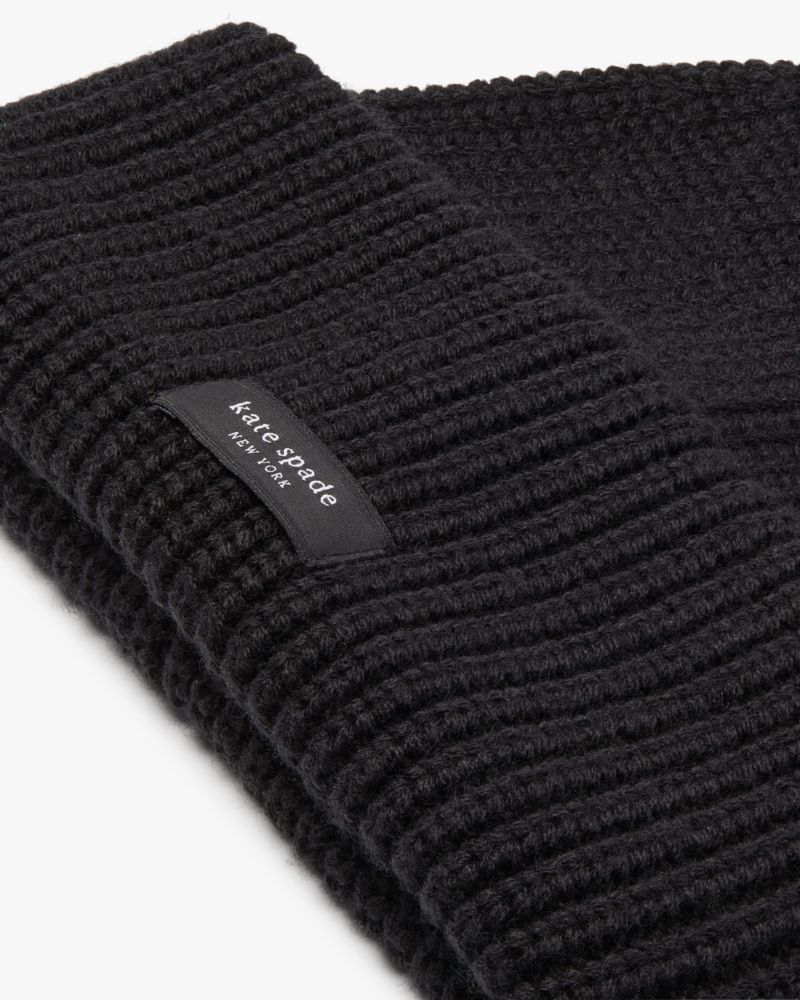 Kate Spade,Sam Label Cuff Beanie,Black