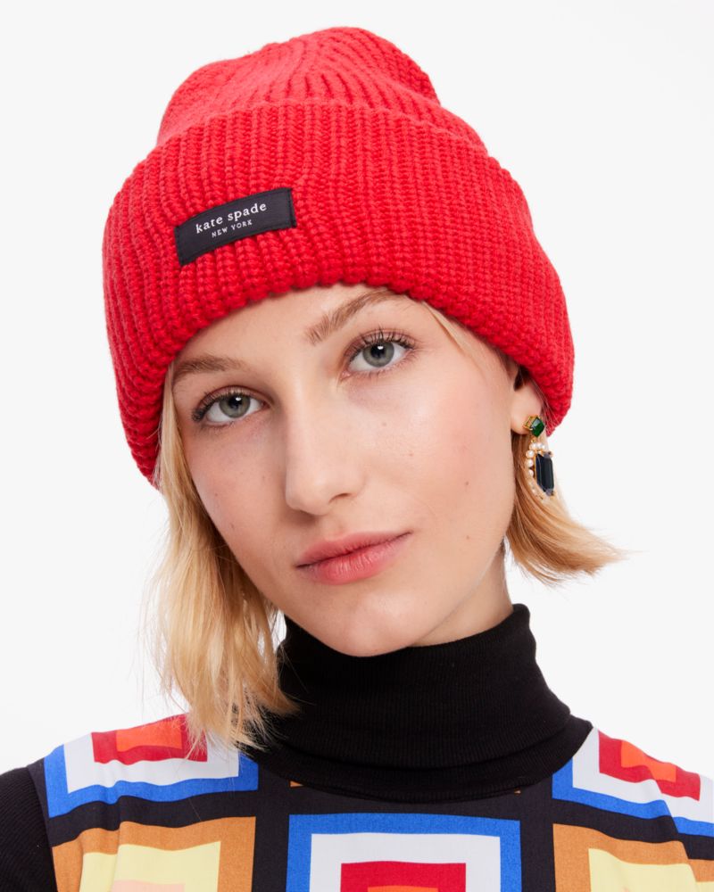 Kate Spade,Sam Label Cuff Beanie,