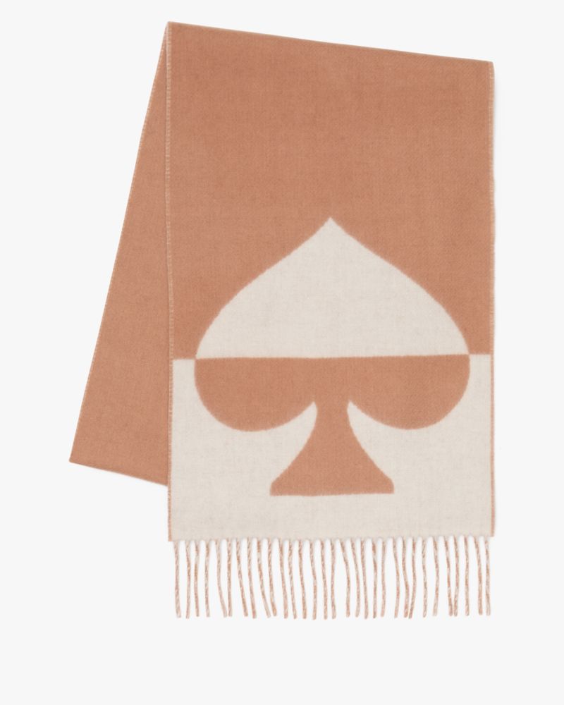 Kate Spade,Wool Cashmere Oversized Scarf,Cashmere,Wool,Rectangle,Color Block,Fringe,Casual,Brown