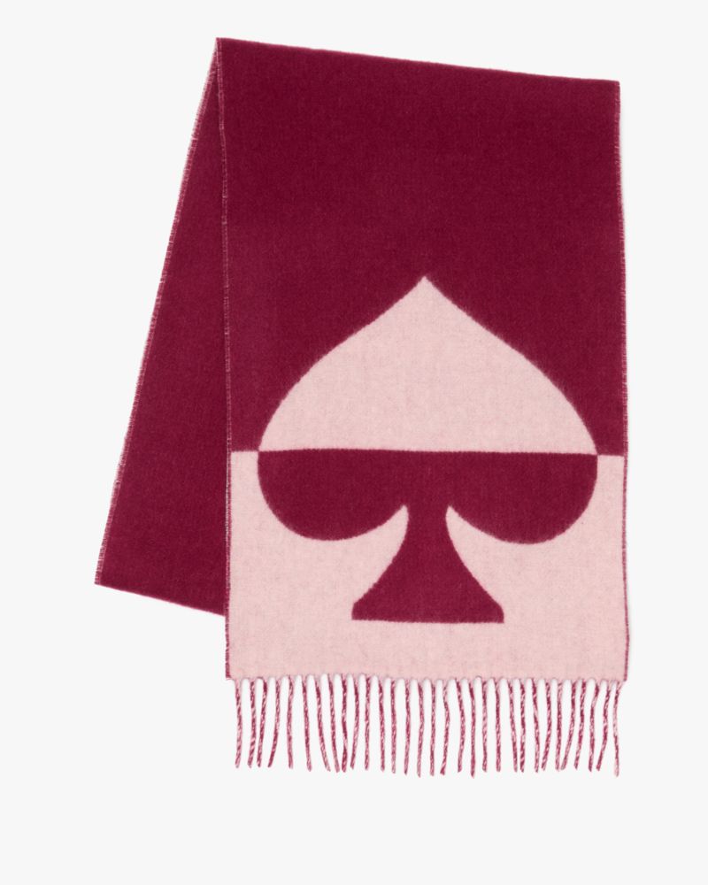 Kate Spade,Wool Cashmere Oversized Scarf,Cashmere,Wool,Rectangle,Color Block,Fringe,Casual,Maroon