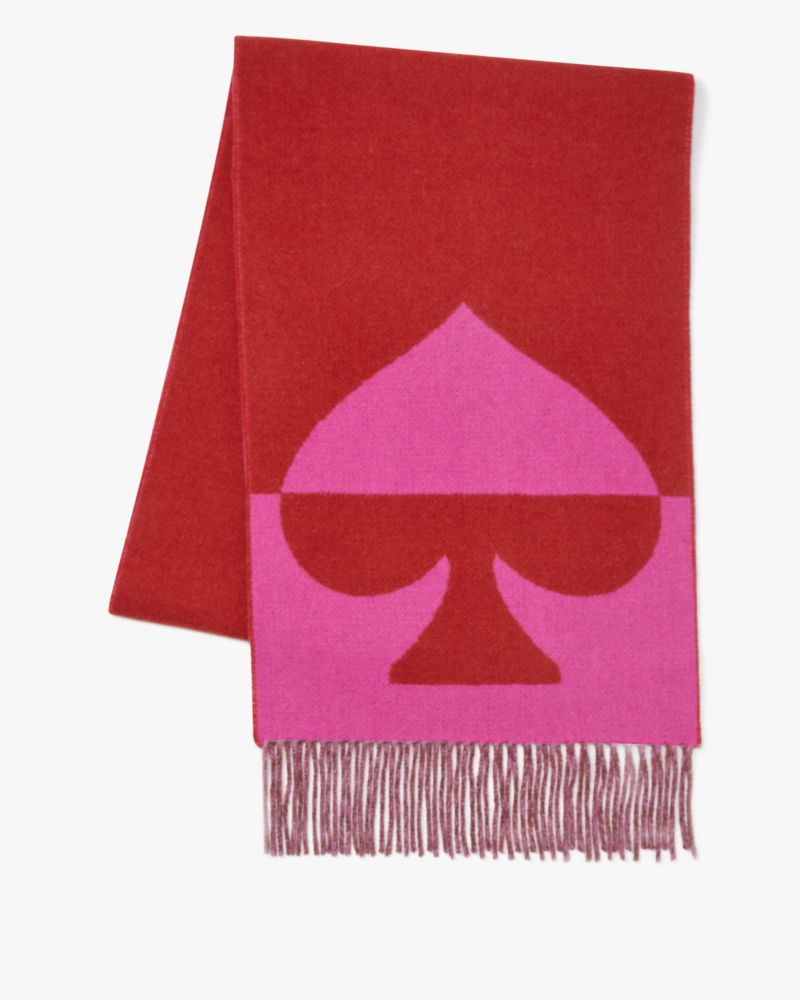 Kate Spade,Wool Cashmere Oversized Scarf,Cashmere,Wool,Rectangle,Color Block,Fringe,Casual,Red