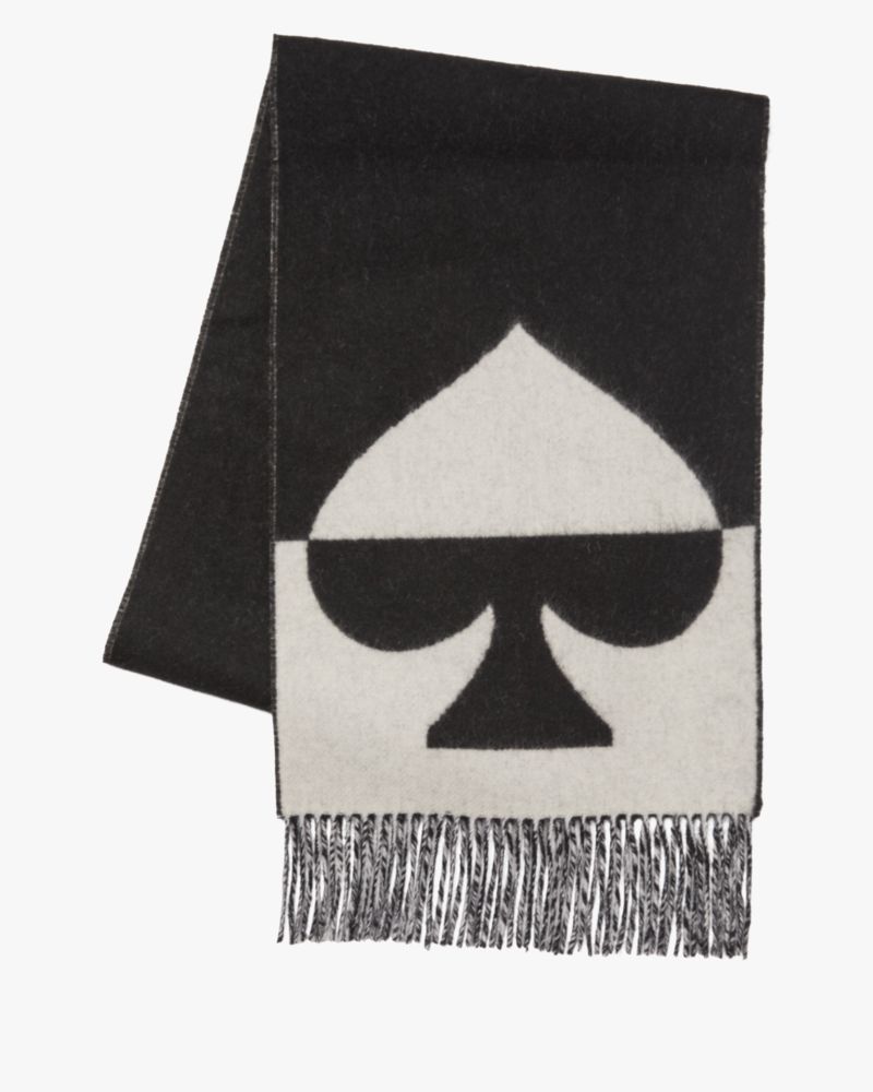 Kate Spade,Wool Cashmere Oversized Scarf,Cashmere,Wool,Rectangle,Color Block,Fringe,Casual,Black