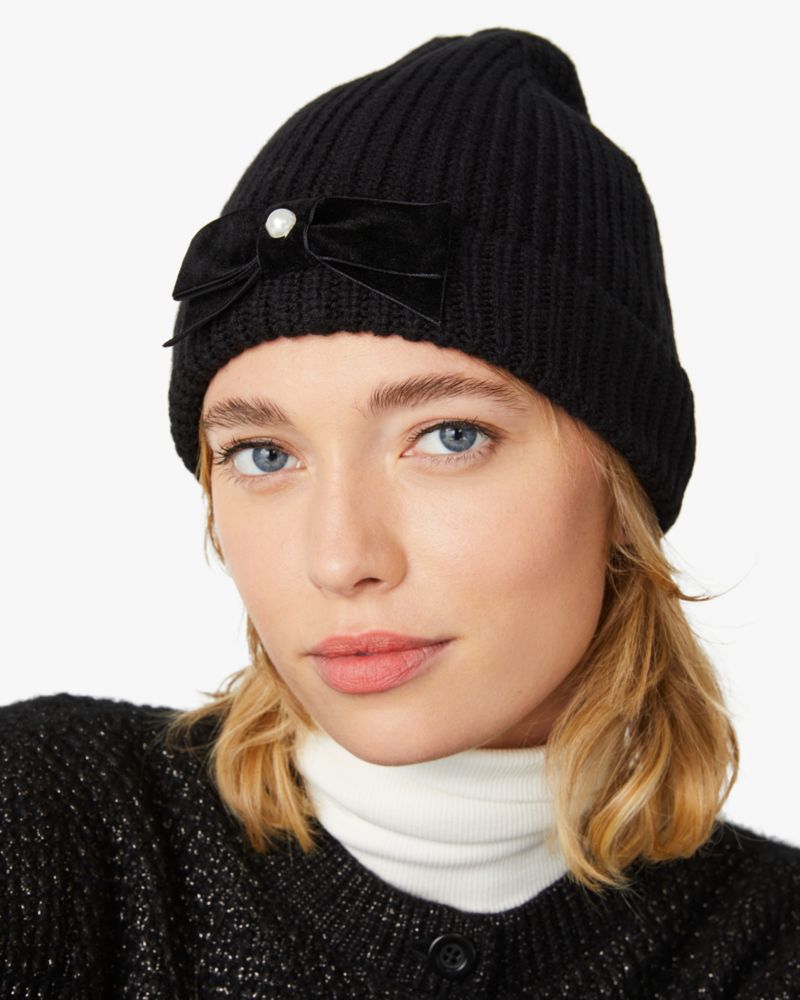 Kate Spade,Velvet Bow Beanie,