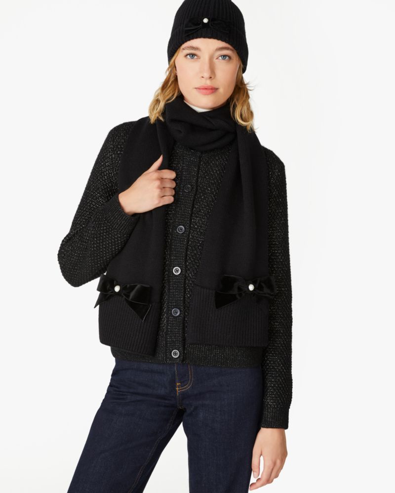 Velvet Bow Knit Scarf | Kate Spade Outlet