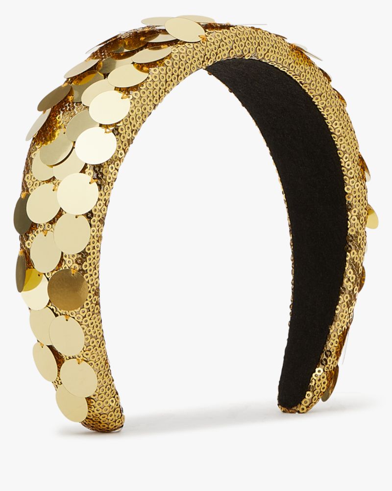 Kate Spade,Gold Lamé Sequin Embellished Headband,