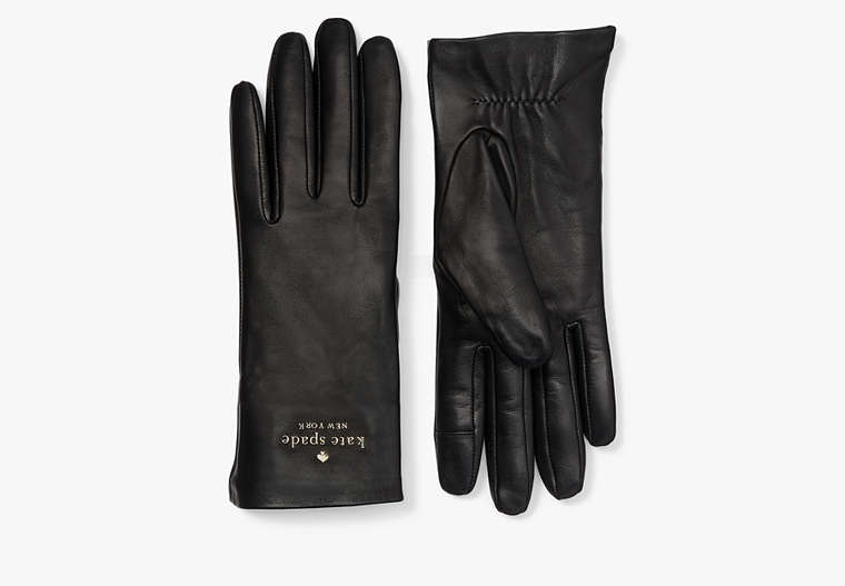 Kate Spade,Floating Logo Leather Gloves,Black image number 0