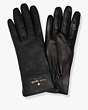 Kate Spade,Floating Logo Leather Gloves,Black