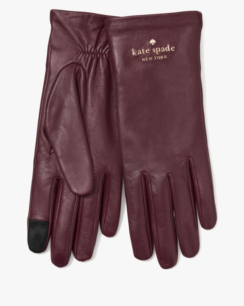 Kate Spade,Floating Logo Leather Gloves,