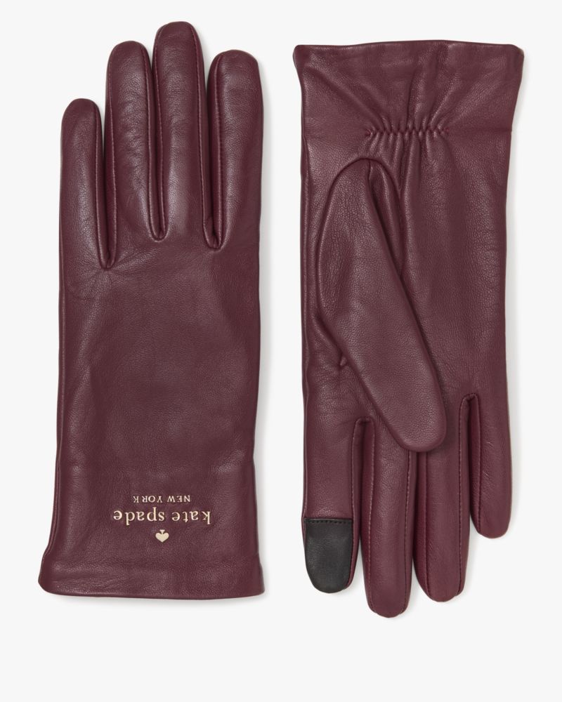 Kate Spade,Floating Logo Leather Gloves,